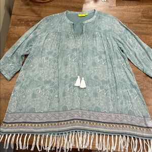 Like New Roller Rabbit PomPom Tunic Top Tie Tassel Size M